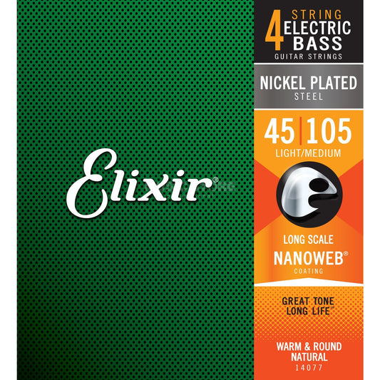 Elixir Bass Strings 45-105 NanoWeb Medium